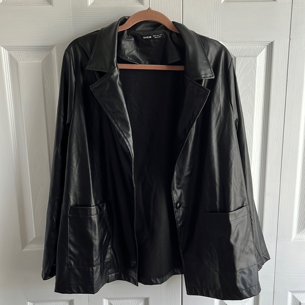 Faux Leather Blazer